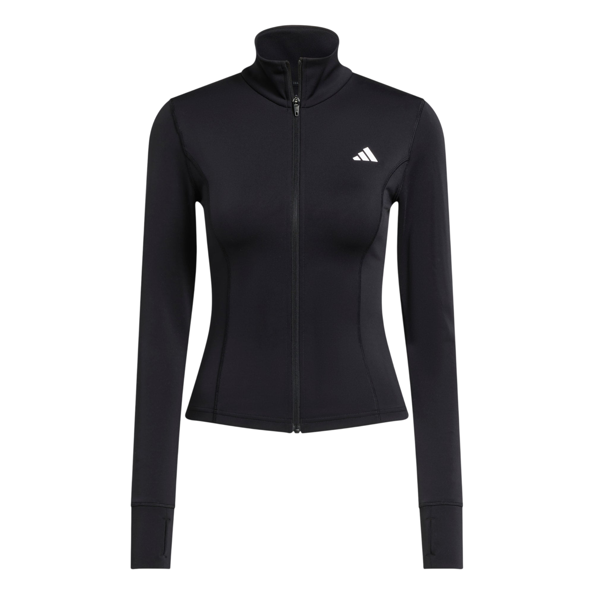 adidas Optime Essentials Full-Zip Jacket product flat lay on a white background