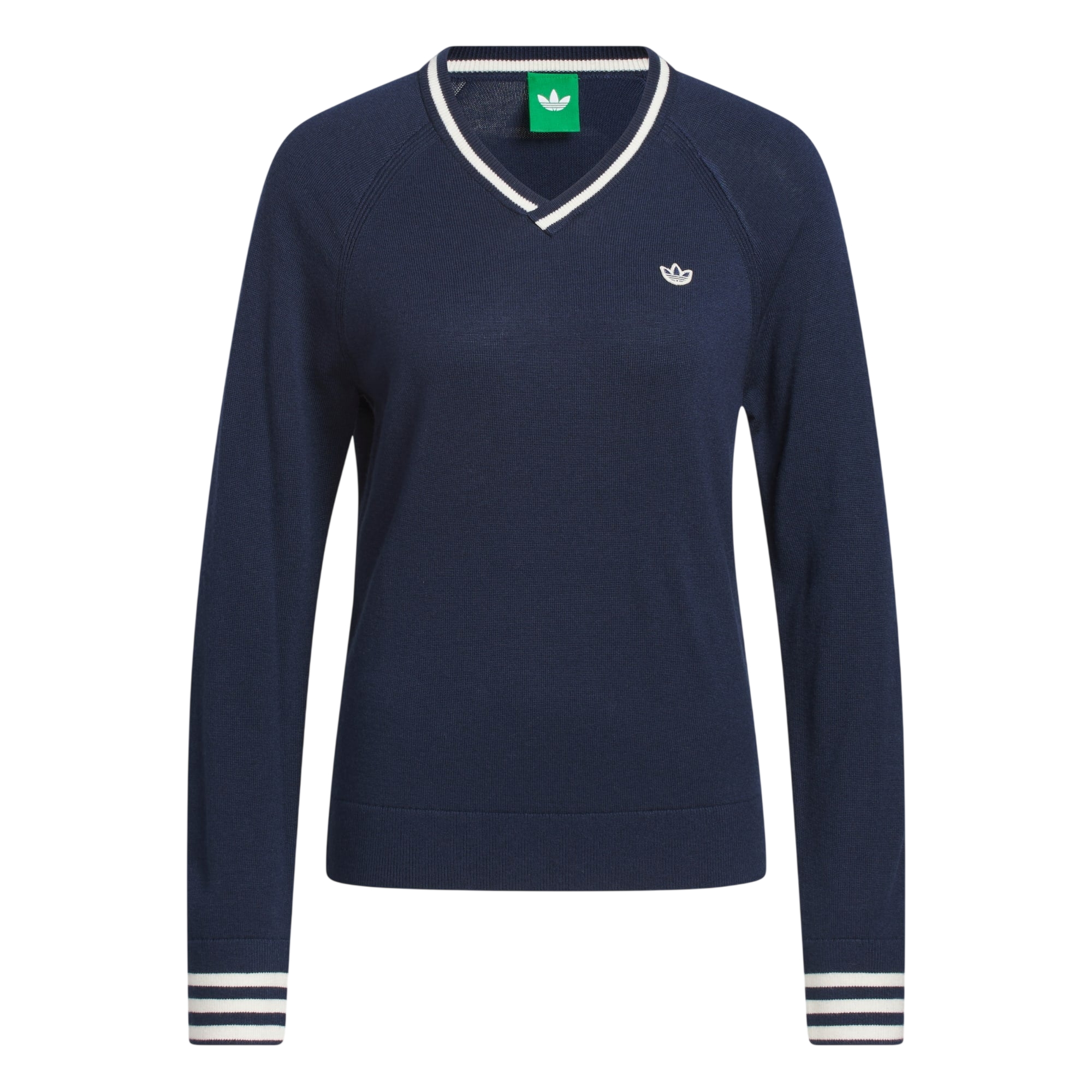 Model wearing adidas Originals Cashmere Sweater in blue