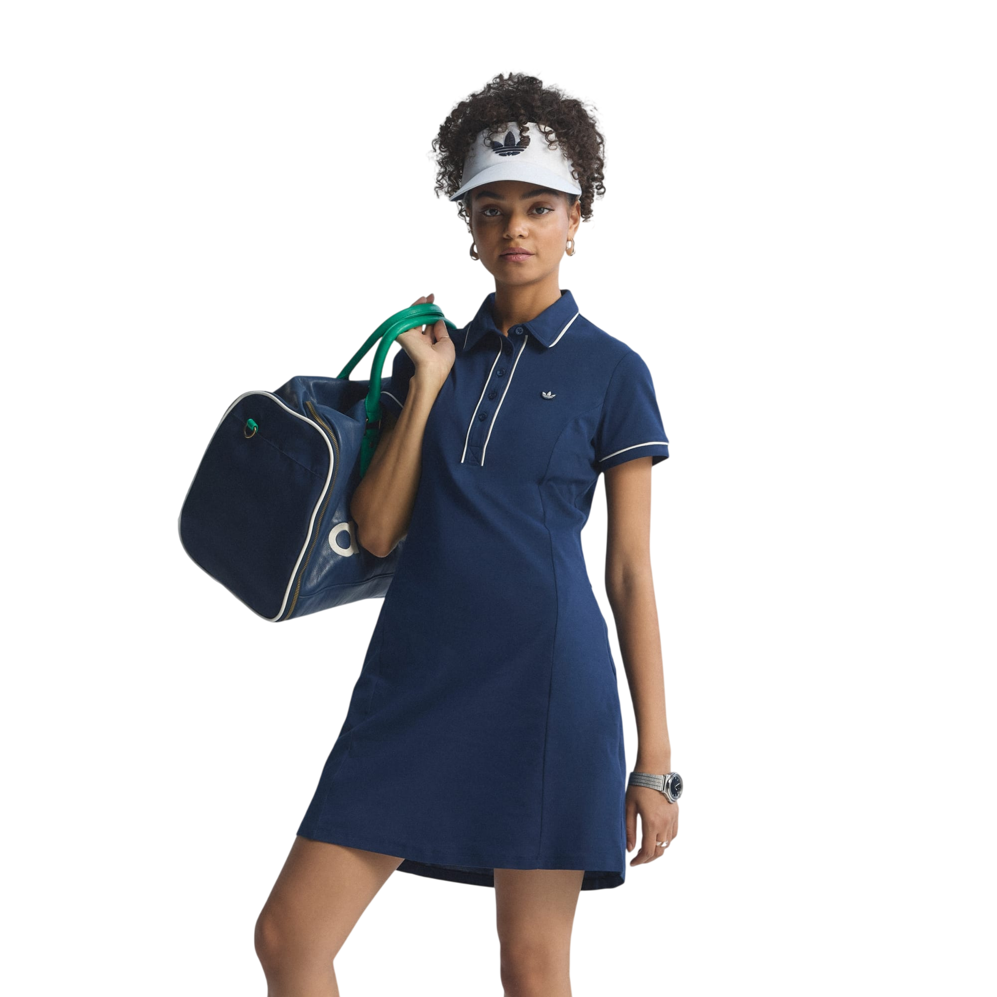 Model wearing adidas Originals Dress in blue