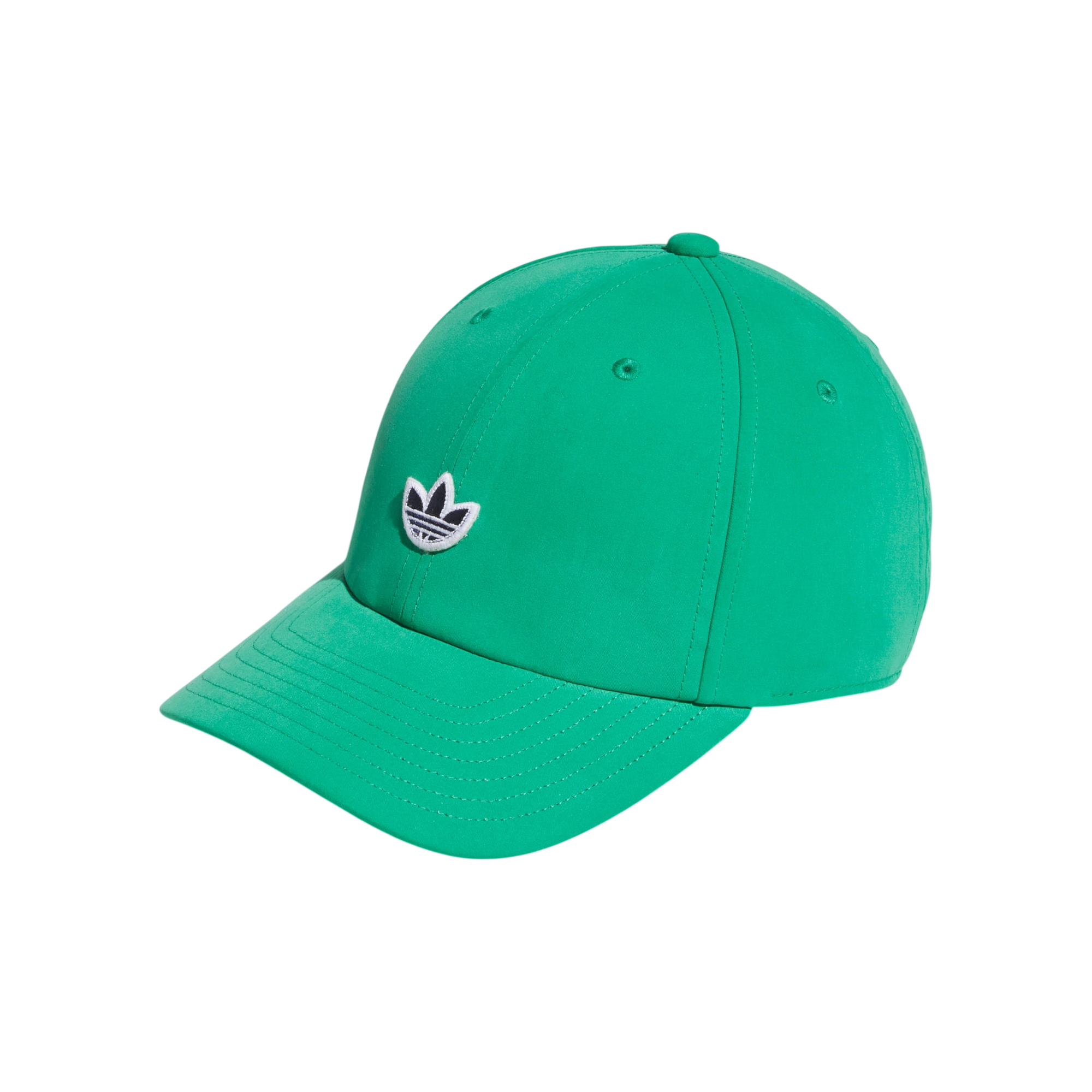 Green baseball cap with a logo on a light gray background