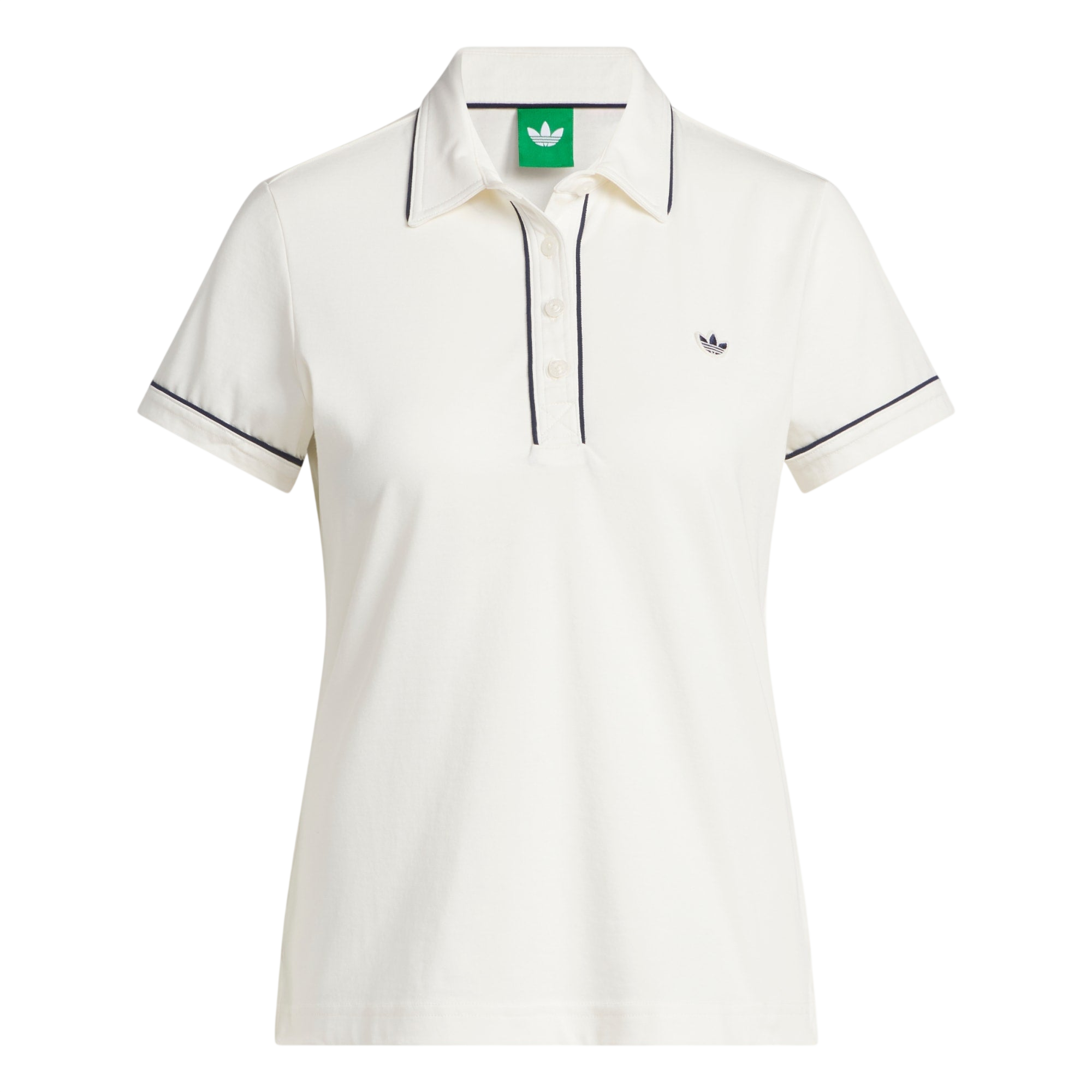 Model wearing adidas Originals Solid Polo in white
