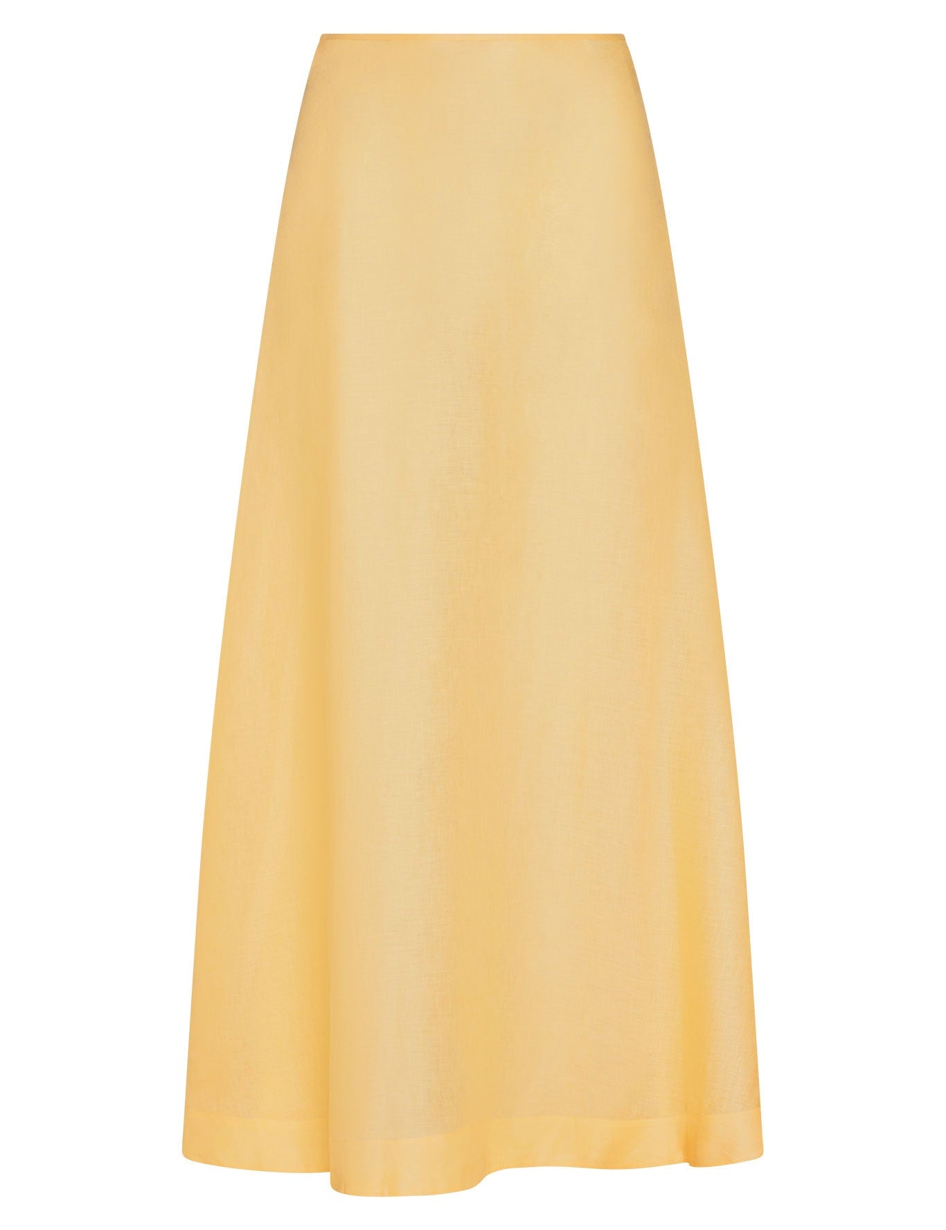 Honey coloured mini wrap skirt, front view on white background