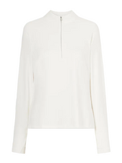 White long-sleeve top on a light gray background