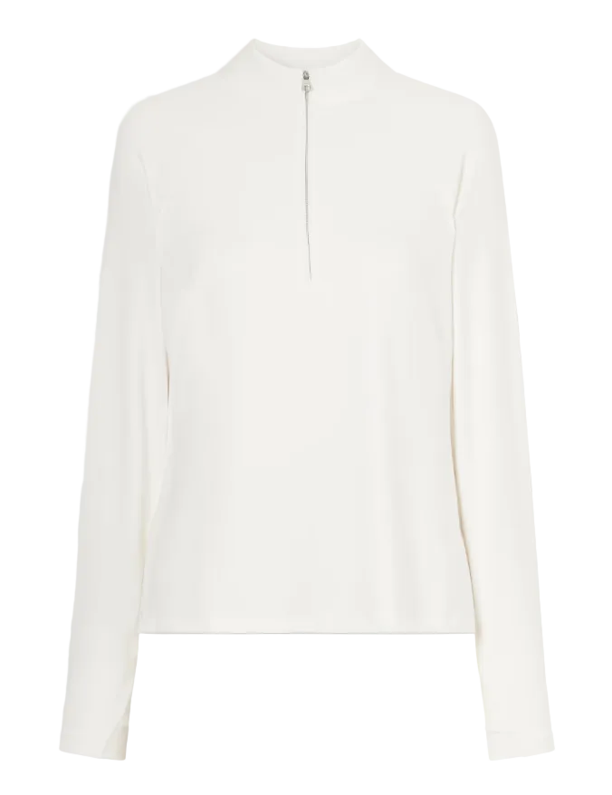 White long-sleeve top on a light gray background