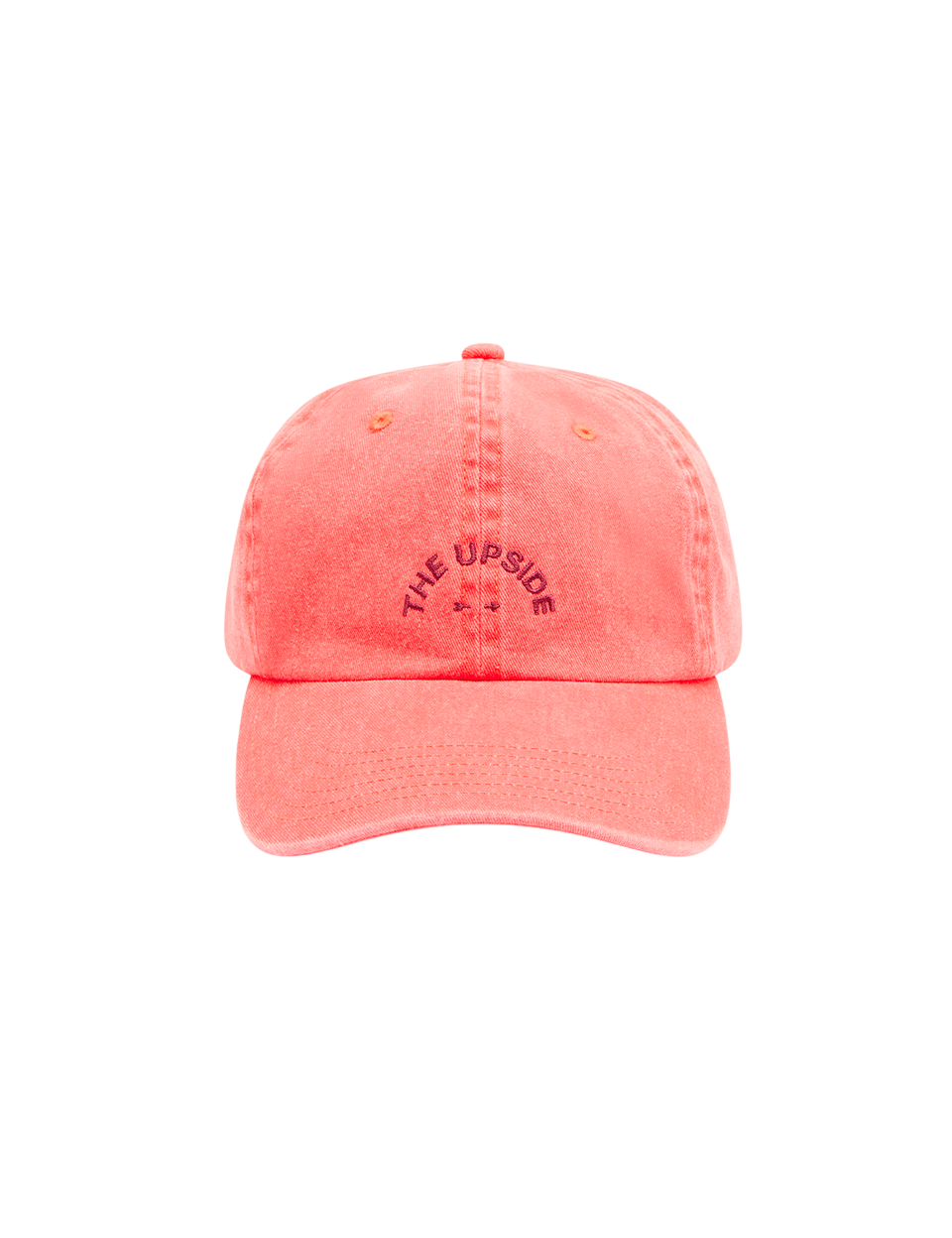 Pink cap with 'The Upside' logo on a white background