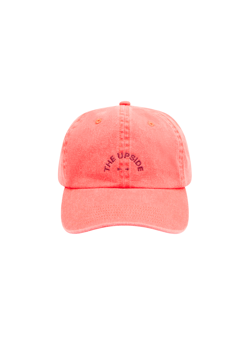Pink cap with 'The Upside' logo on a white background