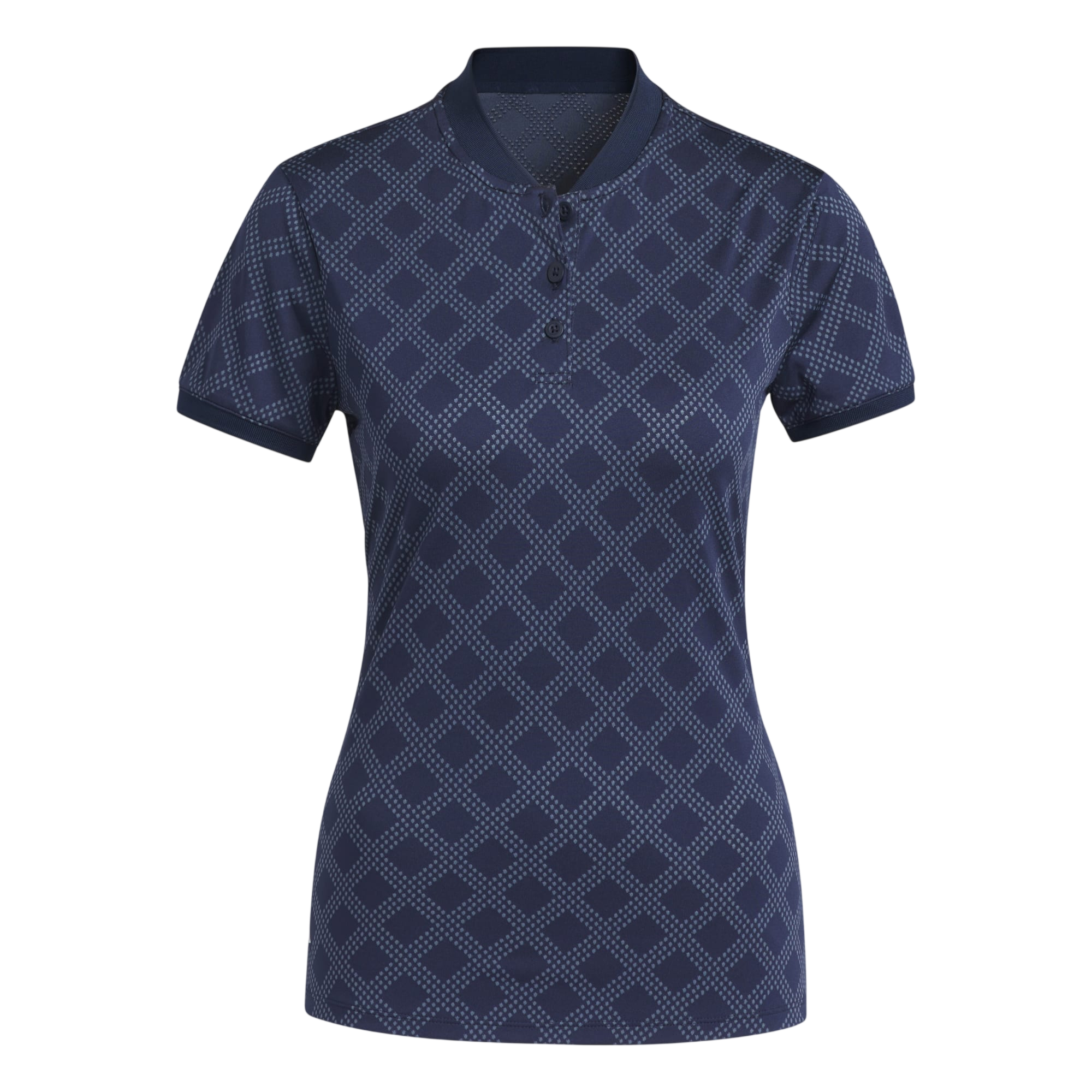 Model wearing adidas Ultimate365 Jacquard Short Sleeve Polo Shirt in blue