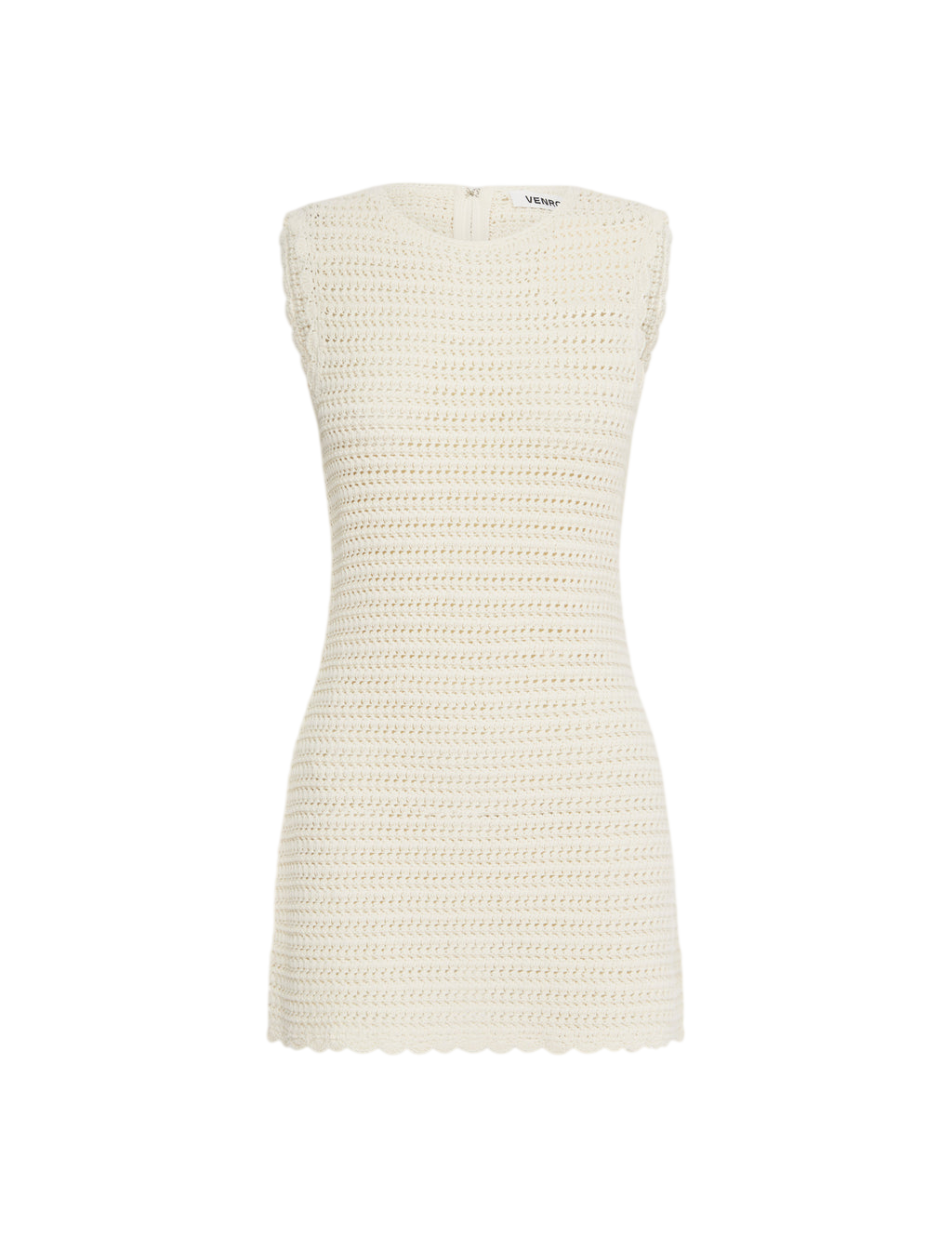 Venroy Crochet Mini Dress flat lay on a white background
