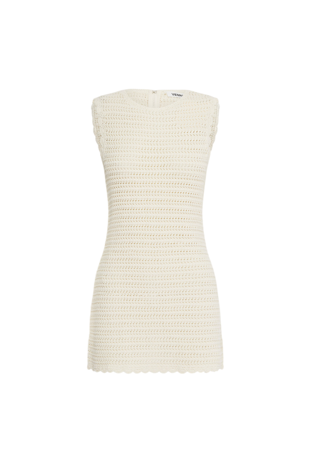 Venroy Crochet Mini Dress flat lay on a white background