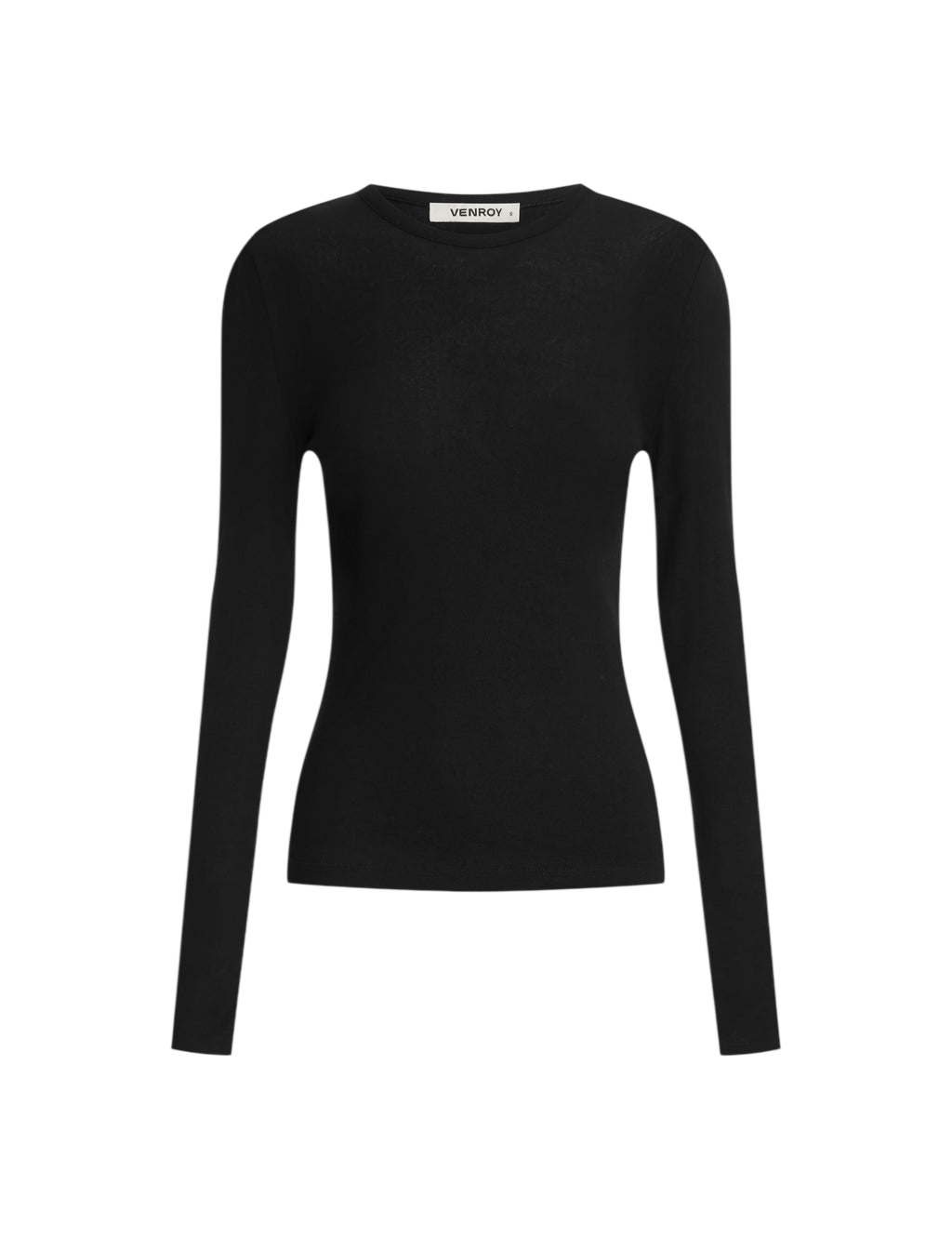 Venroy Cotton Rib Long Sleeve Top flat lay on a white background