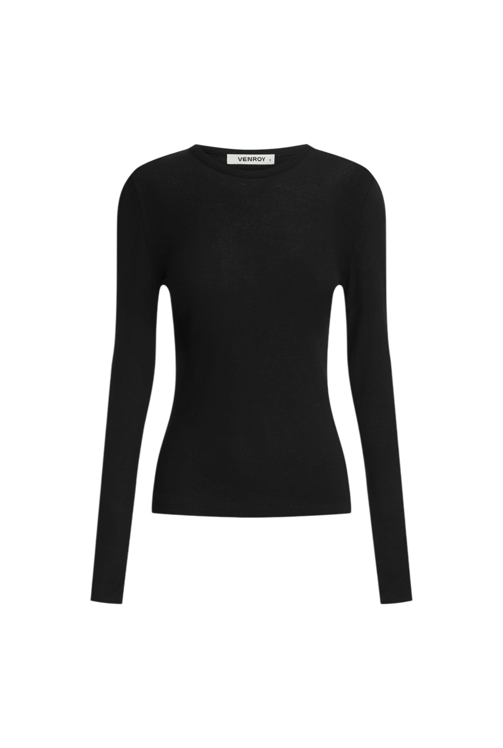 Venroy Cotton Rib Long Sleeve Top flat lay on a white background