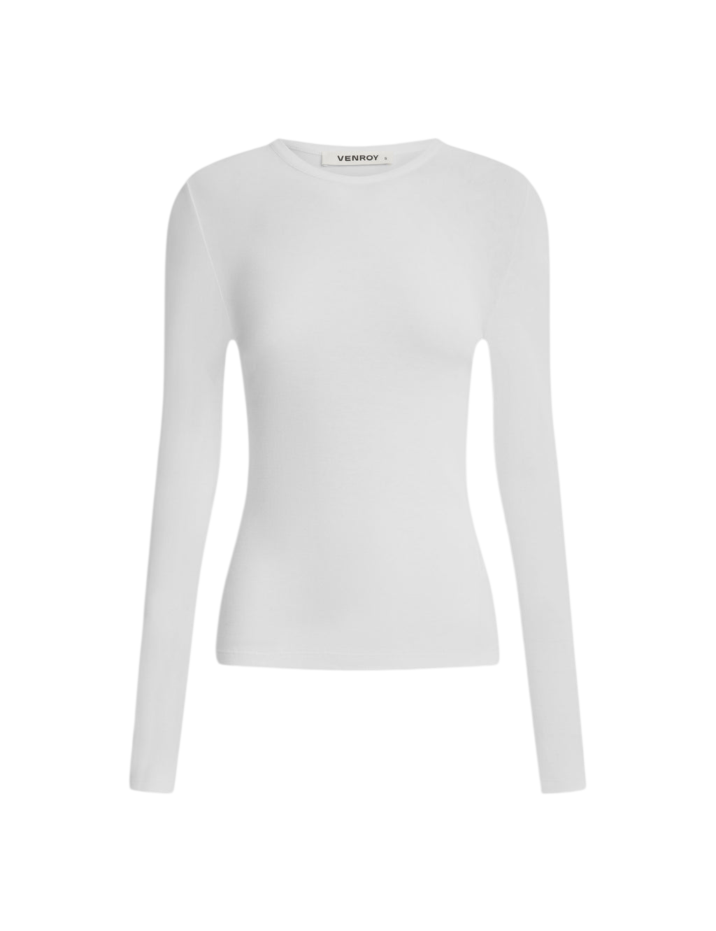 Venroy Cotton Rib Long Sleeve Top flat lay on a white background