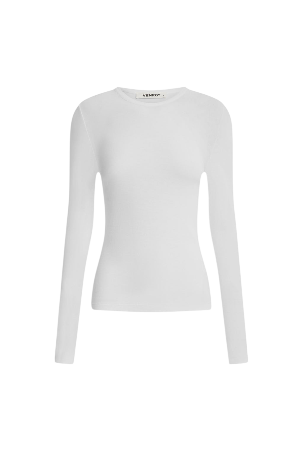 Venroy Cotton Rib Long Sleeve Top flat lay on a white background