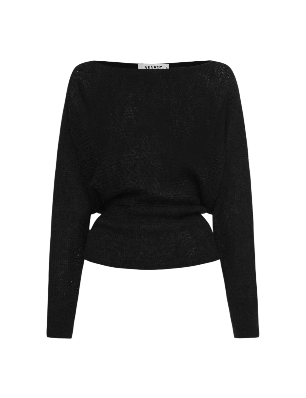 Venroy Wool Mohair Boat Neck Sweater flat lay on a white background