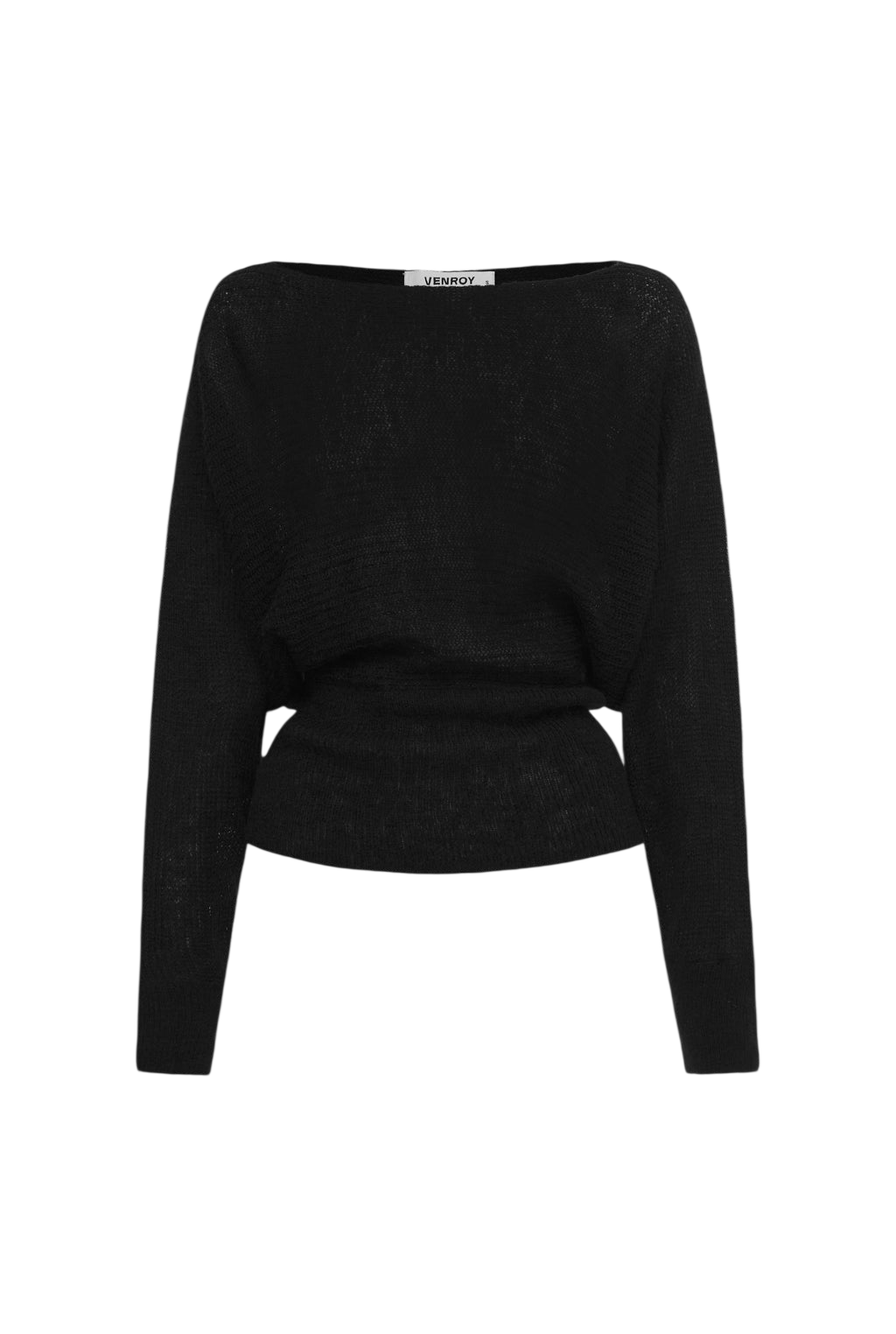 Venroy Wool Mohair Boat Neck Sweater flat lay on a white background