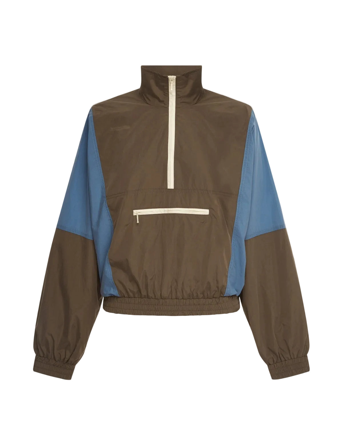 Brown Bright Blue 9da956af-52bb-4dc7-9c52-78580f571a9d cropped windbreaker jacket, front view on white background