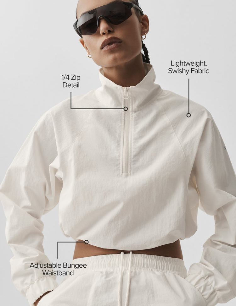 4 Zip Alumni Pullover in ivory