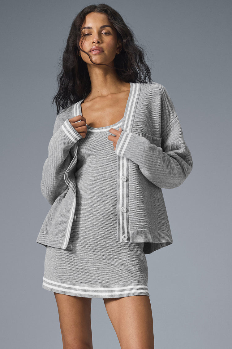 Black sweater knit cardigan with open front, front view on white background