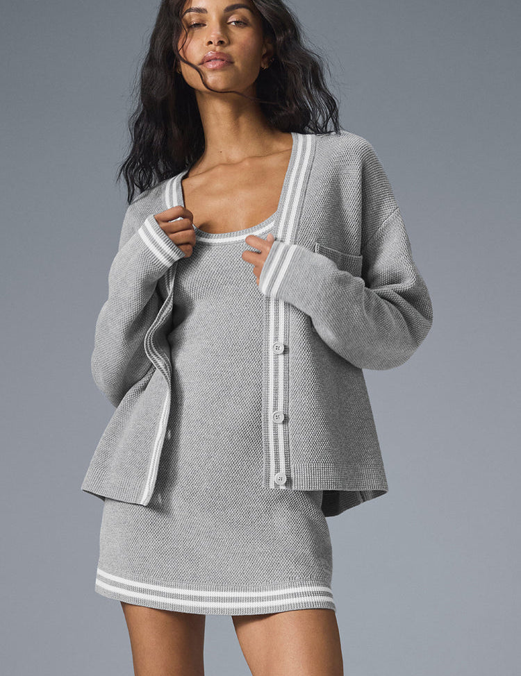 Black sweater knit cardigan with open front, front view on white background