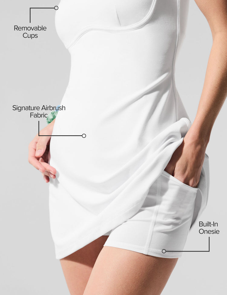 Model wearing Alo Yoga Airbrush Streamlined Dress