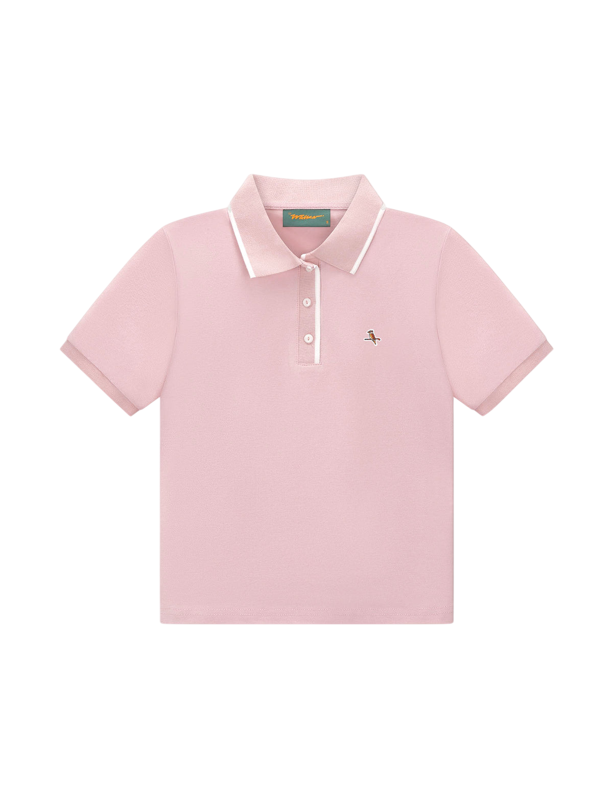 Model wearing Walker Golf Things Kooka Polo in Pink White
