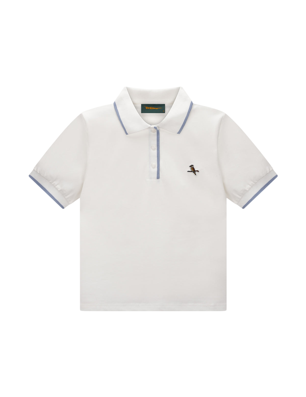 Model wearing Walker Golf Things Kooka Polo in White and Powder