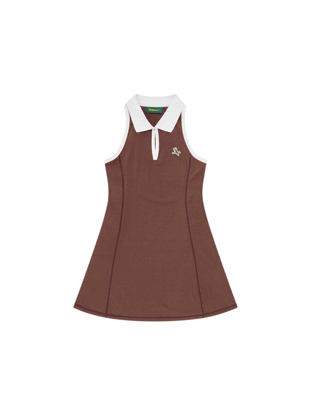 Model wearing Walker Golf Things Fairway Dress in Mocha