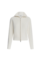 Cotton Funnel Neck Zip Up Sweater
