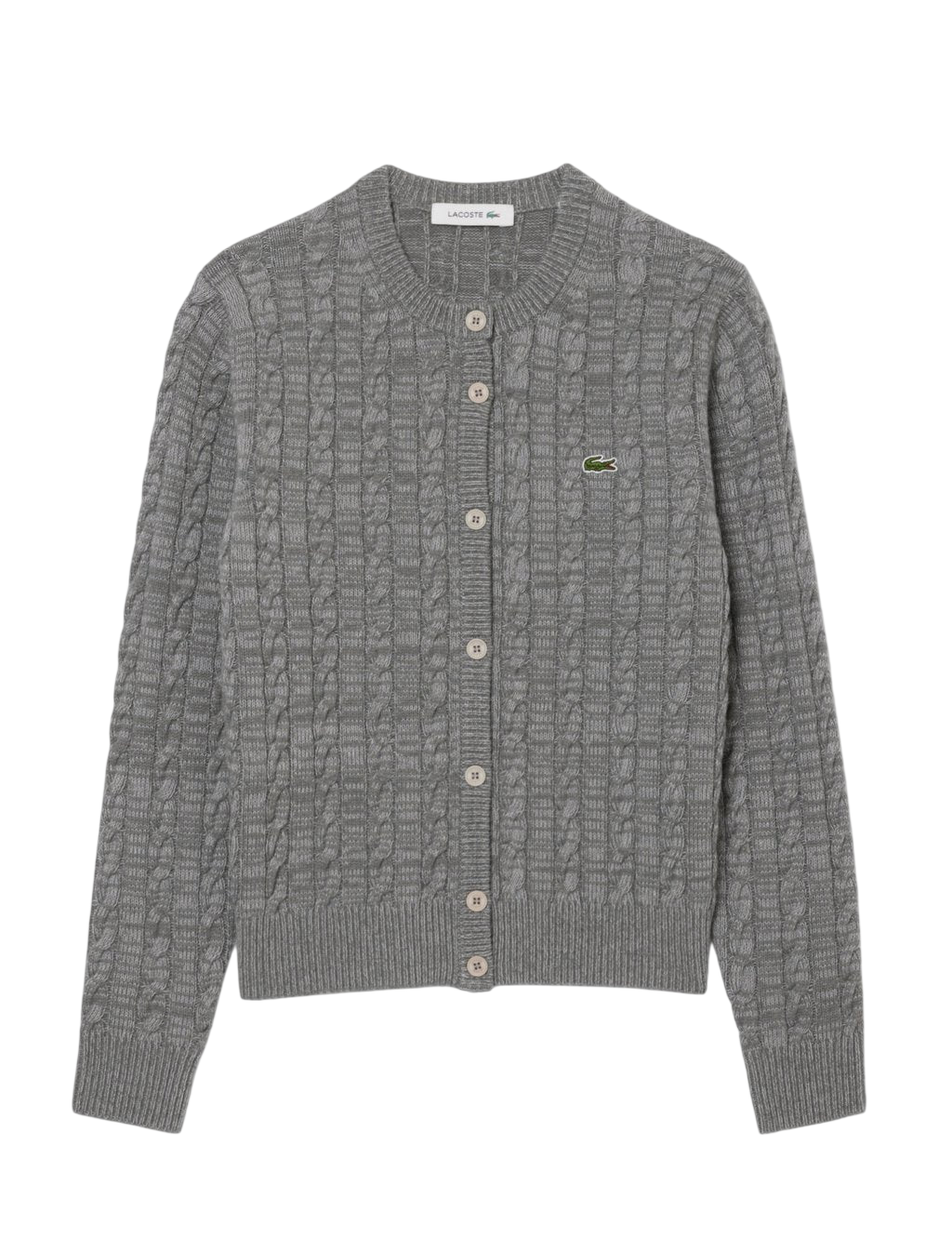 Lacoste Neo Heritage Cable Cardigan on a white background