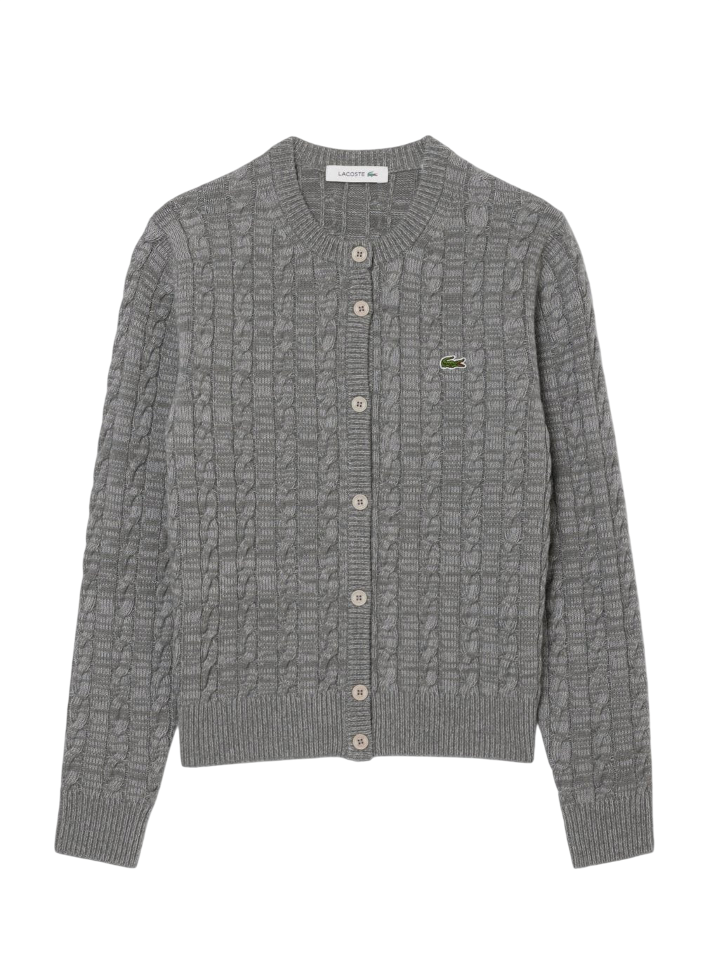 Lacoste Neo Heritage Cable Cardigan on a white background