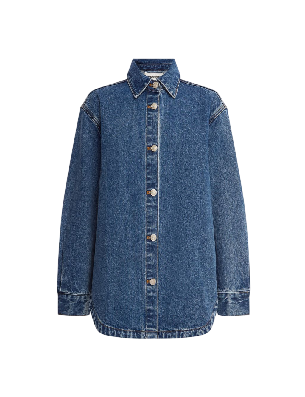 Venroy Denim Shirt flat lay on a white background
