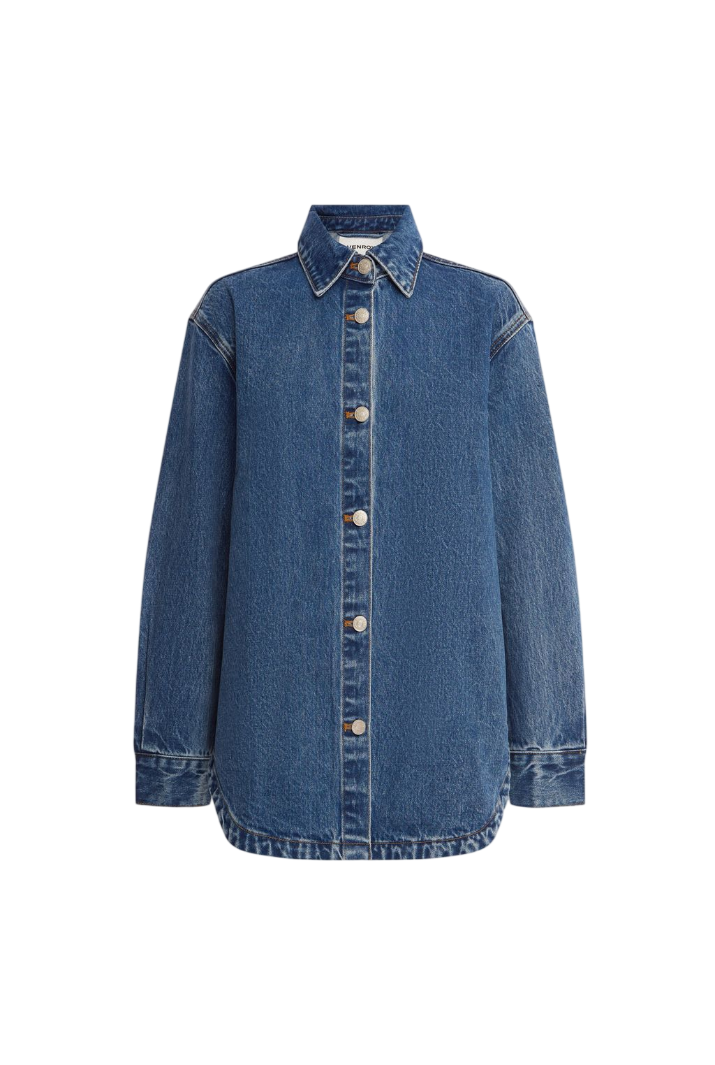 Venroy Denim Shirt flat lay on a white background