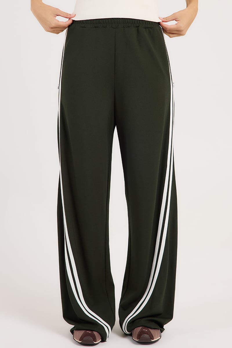 Model wearing Ena Pelly Valentina Stripe Pant