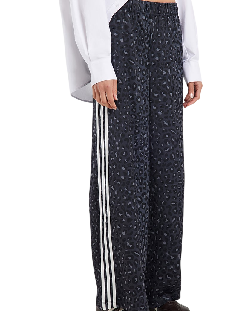 Model wearing adidas Wide Leg Satin Pants