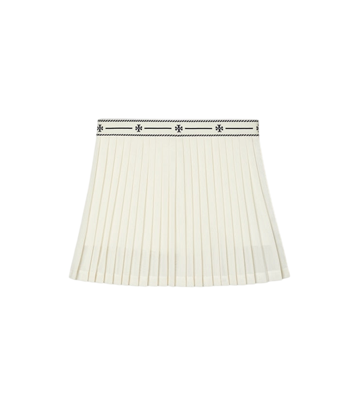 White mesh pleated tennis skirt, front view on white background