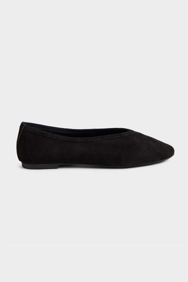 ODE Mia Suede Ballet Flat in black on a white background