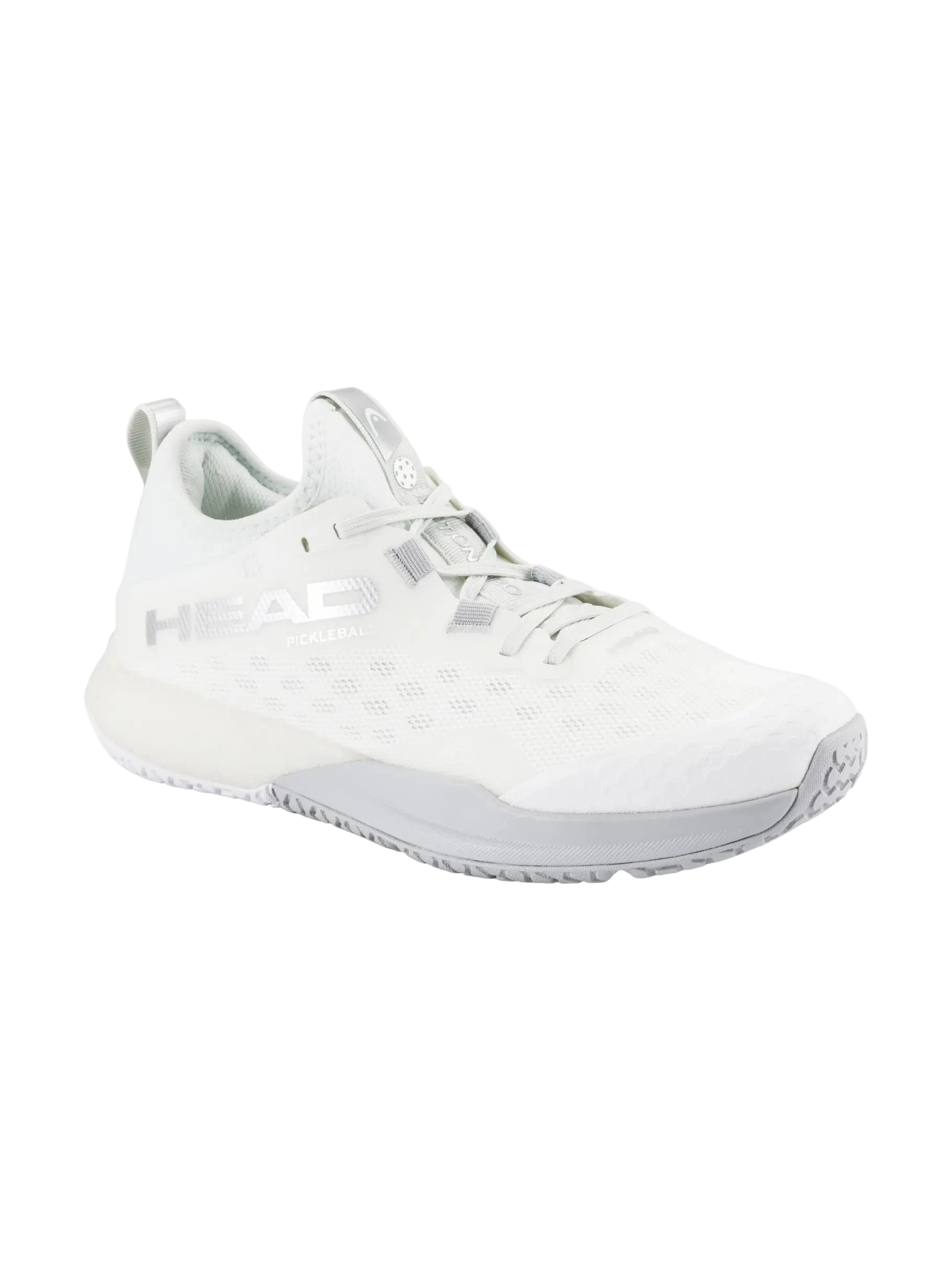 White And Light Grey motion pro pickleball shoes tennis shoe, front view on white background