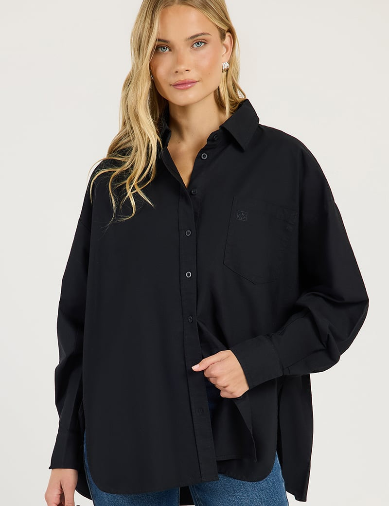 Model wearing ODE Oversized Shirt