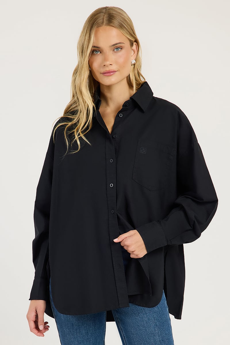 Model wearing ODE Oversized Shirt