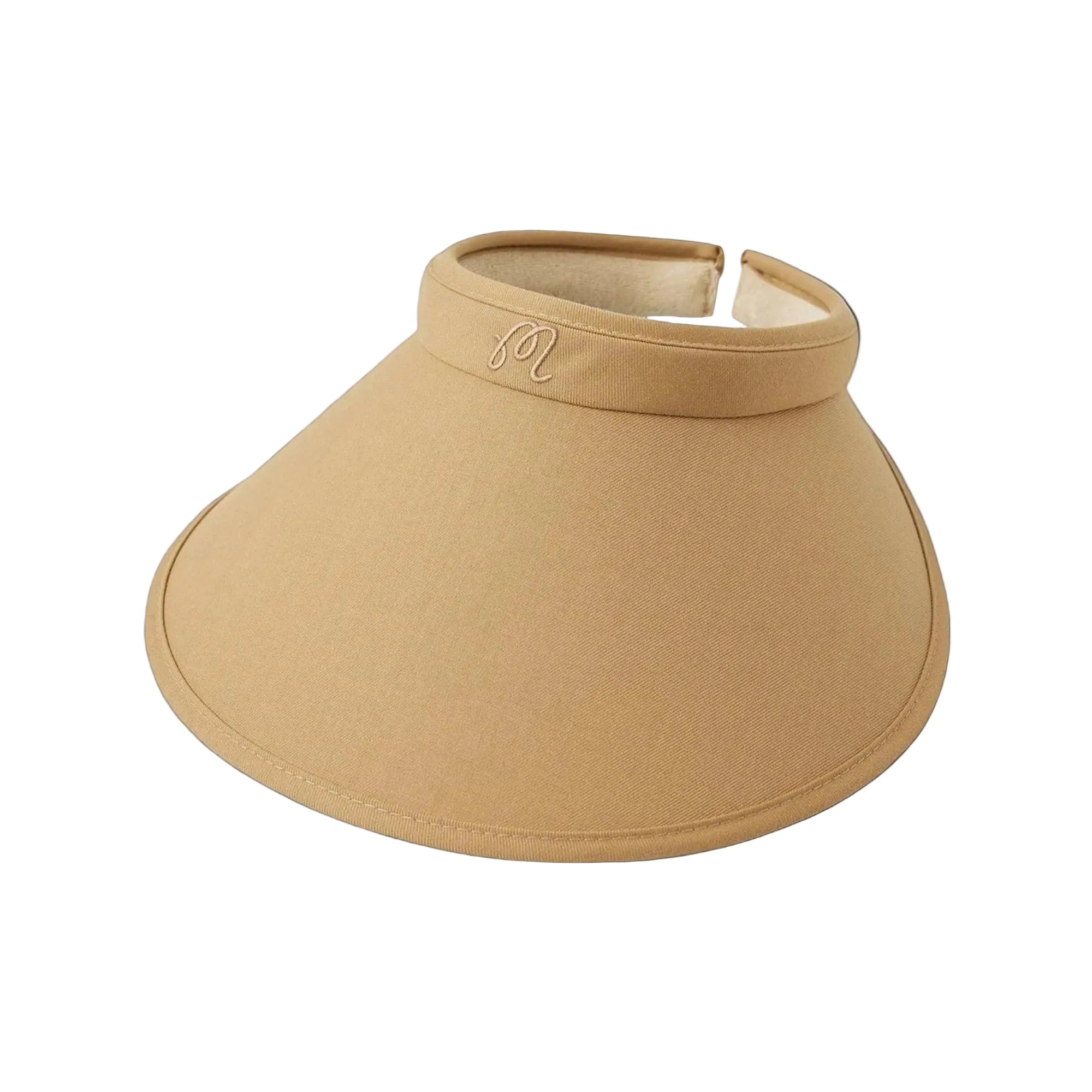 Beige visor hat on a white background
