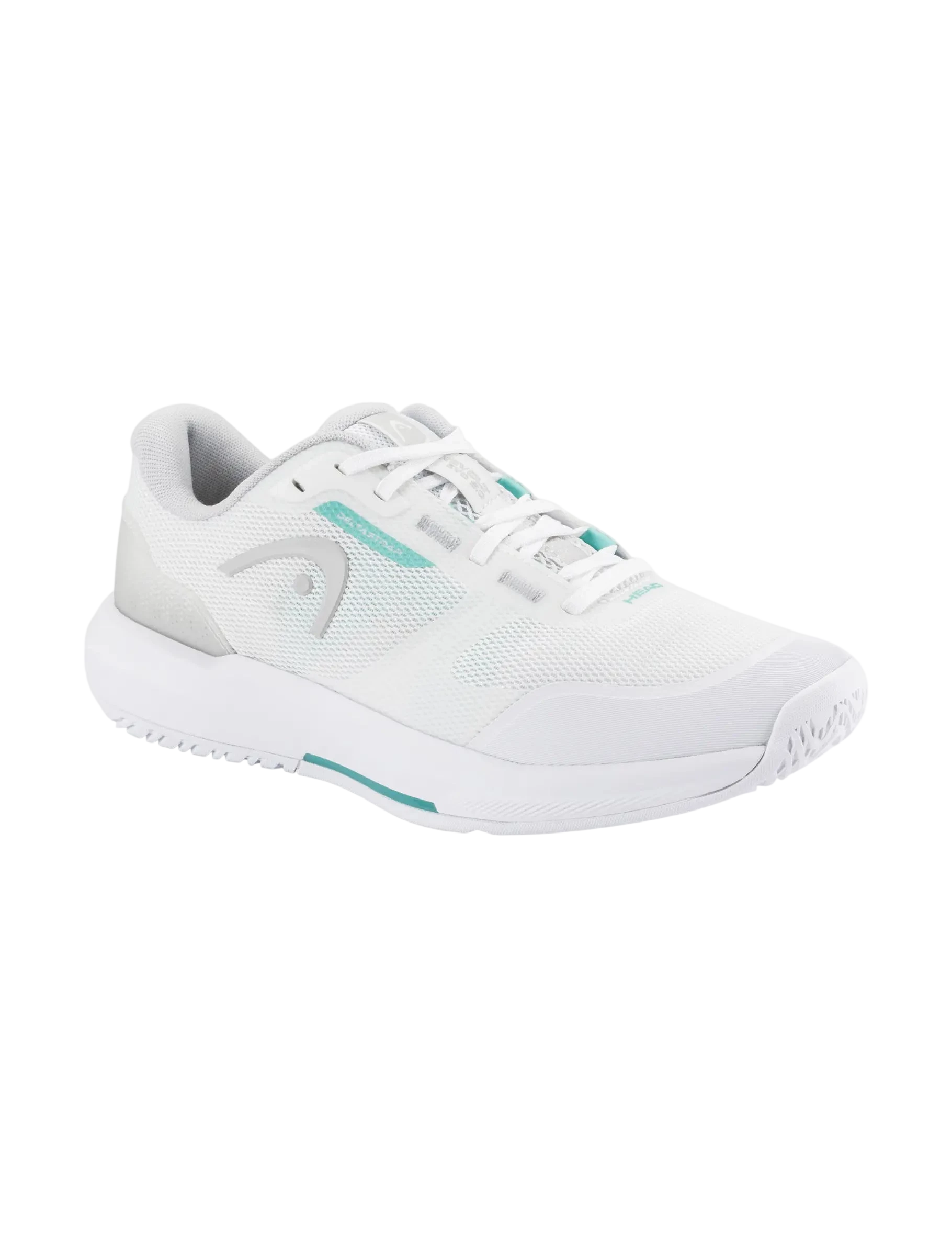 White And Light Grey revolt evo 5.0 tennis shoe, front view on white background