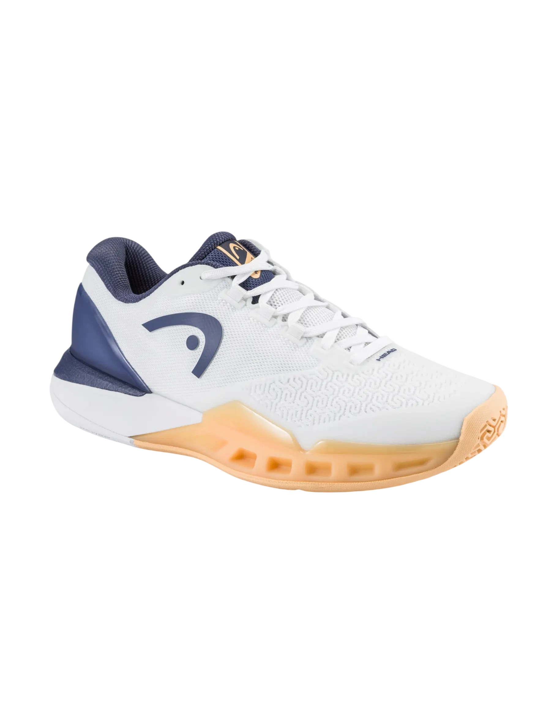 White And Apricot revolt pro 5.0 tennis shoe, front view on white background