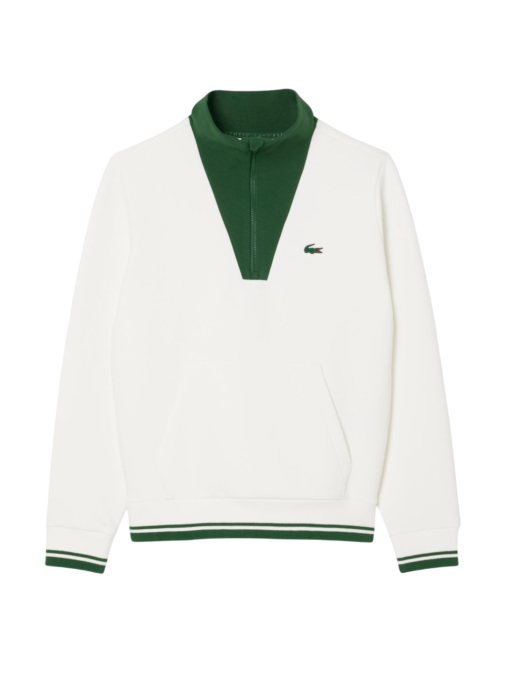 Lacoste Heritage Quarter-Zip Sweatshirt on a white background