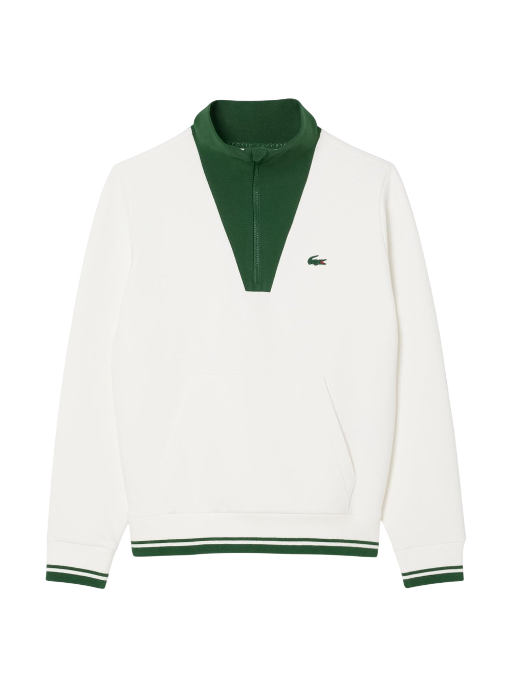 Lacoste Heritage Quarter-Zip Sweatshirt on a white background
