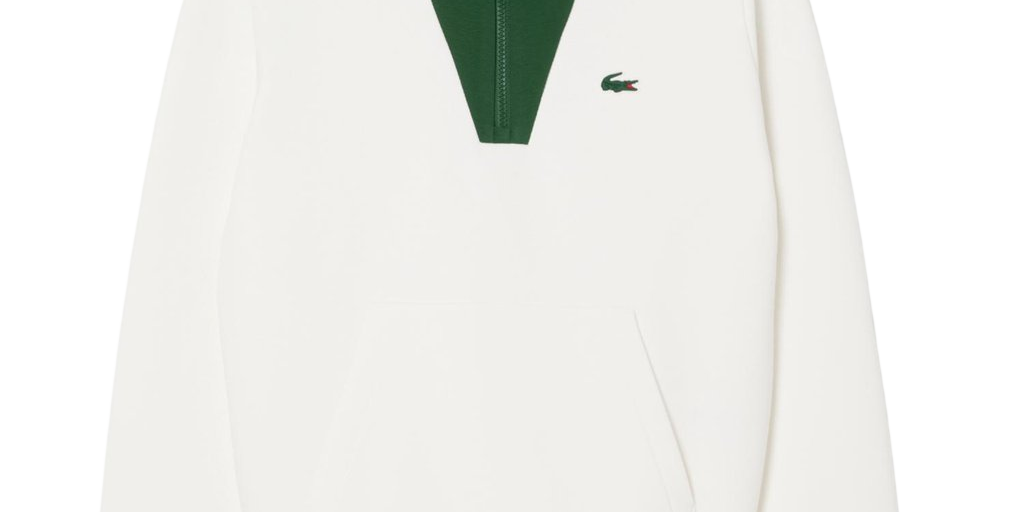 Lacoste Heritage Quarter-Zip Sweatshirt on a white background