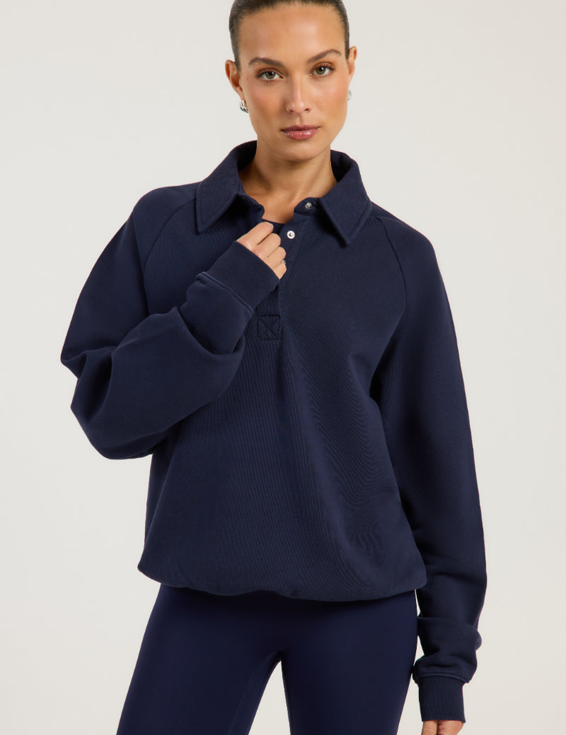 Model wearing Stylerunner Slouchy Sweatshirt