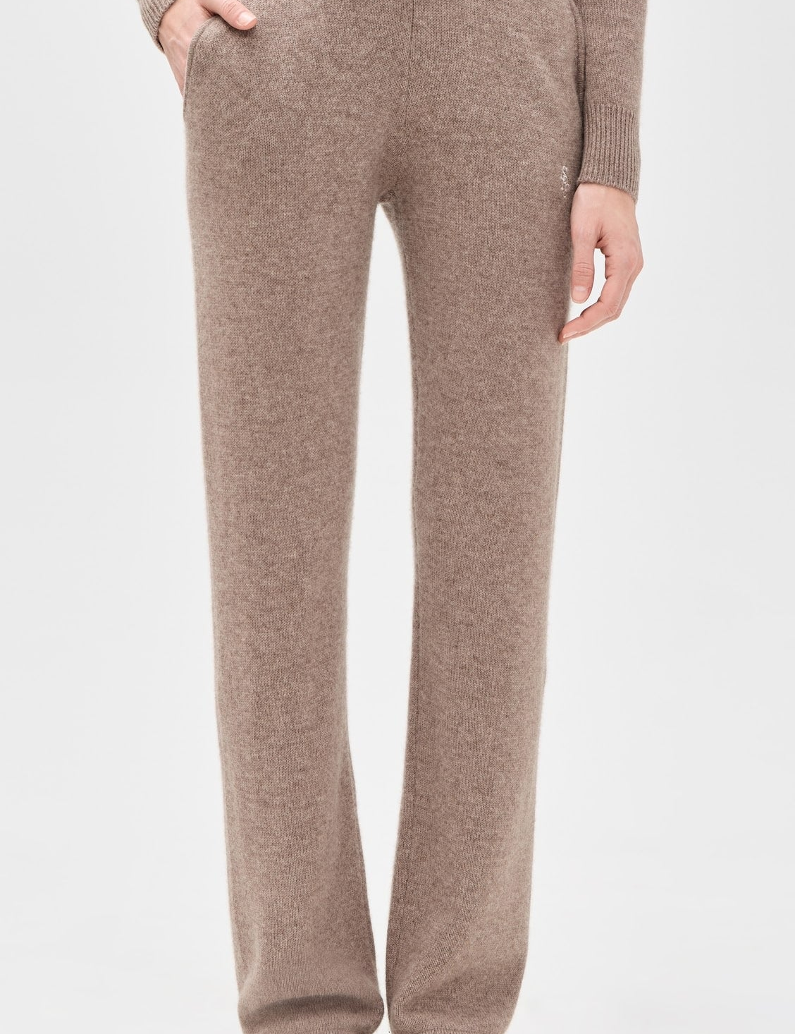 Model wearing Sporty & Rich SRC Cashmere Trousers