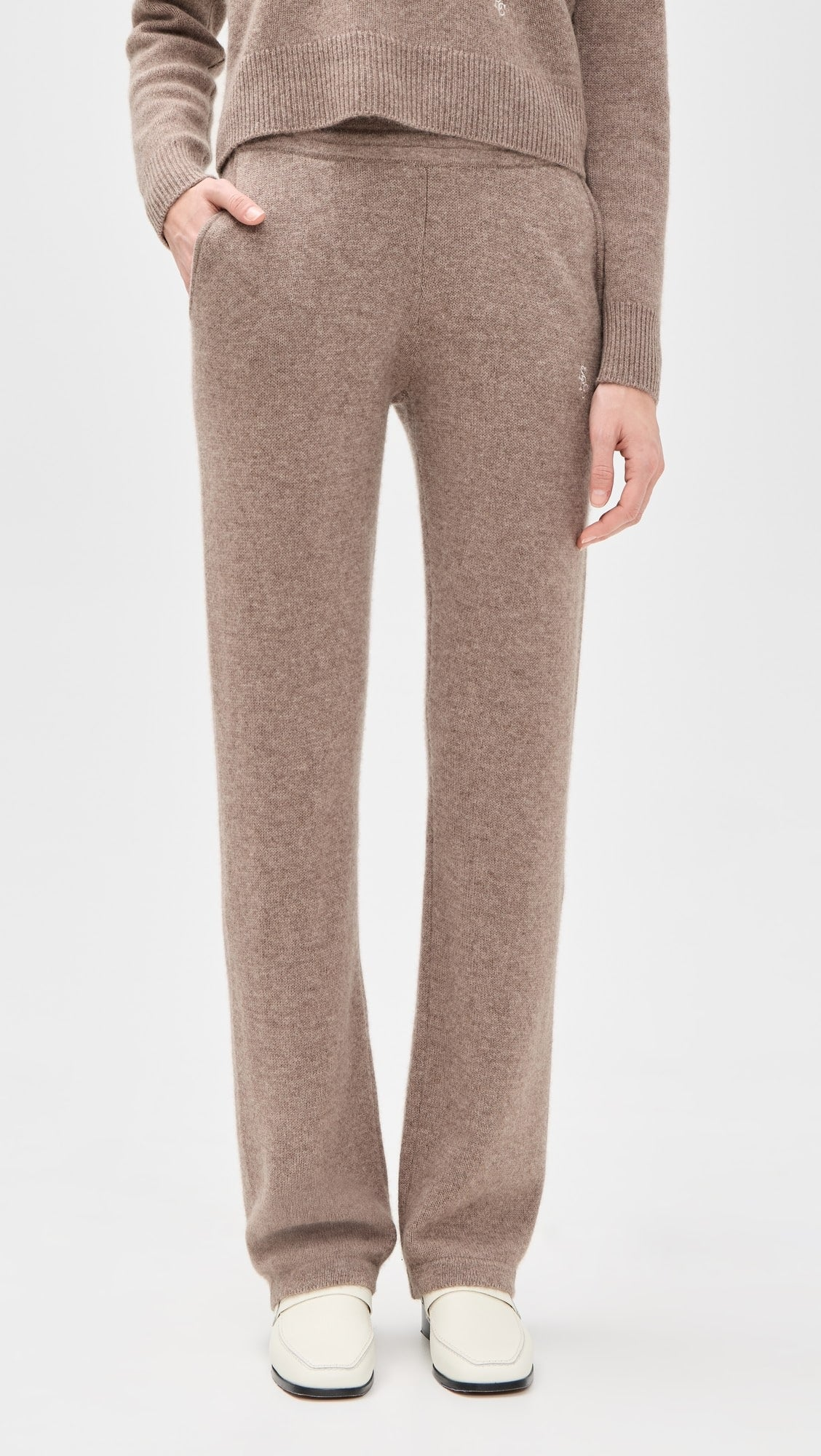 Model wearing Sporty & Rich SRC Cashmere Trousers