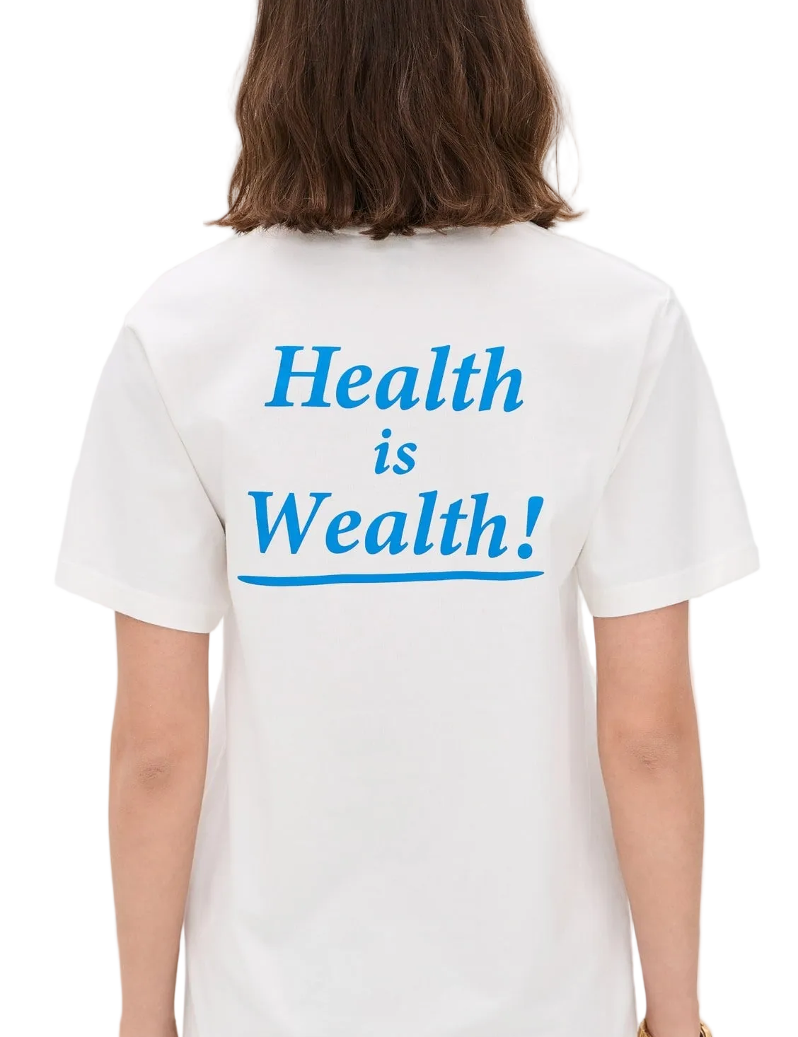 Model wearing Sporty & Rich Health is Wealth T-Shirt