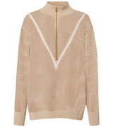 Calva open-knit cotton half-zip sweater